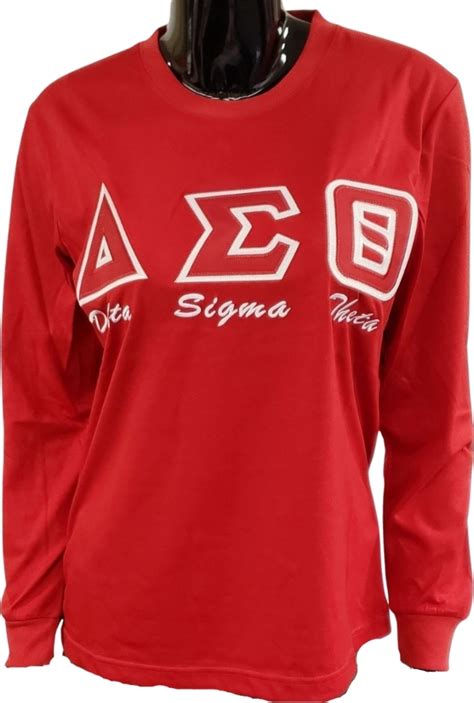 Buffalo Dallas Delta Sigma Theta Script Applique Ladies Tee [Long Sleeve - Red - 4XL] > Product ...