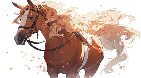 An Anime Horse With Long Long Hair Background, Horse Picture Clipart ...