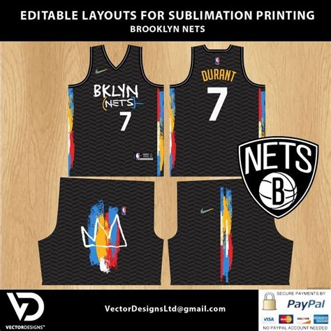 Nba brooklyn nets kevin durant editable basketball jersey layout ready ...