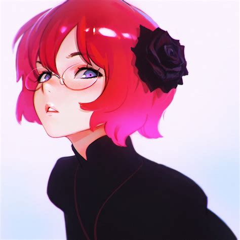 Red-haired female anime character wearing eyeglasses digital wallpaper ...