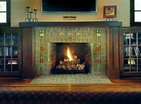 Dard Hunter Fireplace by Motawi Tileworks | Craftsman fireplace, Fireplace tile, Fireplace design