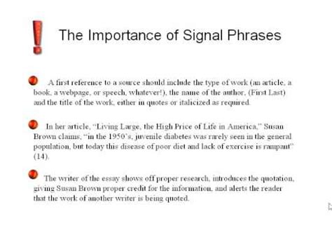 Writing Signal Phrases - YouTube