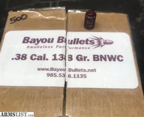 ARMSLIST - For Sale: 138gr BNWC bayou bullets