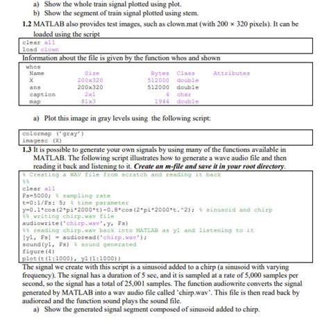 Solved "Signal Generation using Matlab" Part 1: Signal | Chegg.com