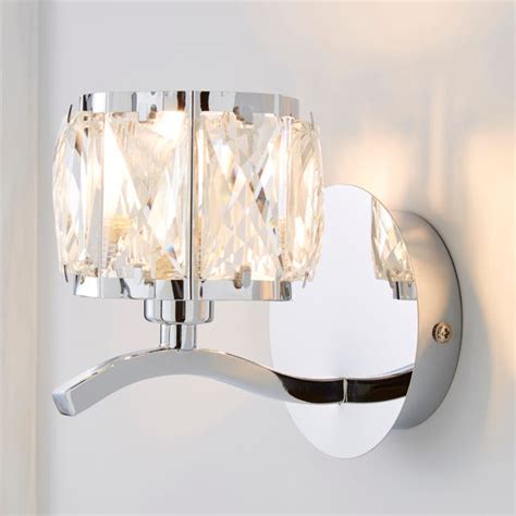 Kleio Glass Chrome Wall Light | Dunelm