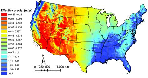 The Effective Mean Annual Precipitation across the United States for ...