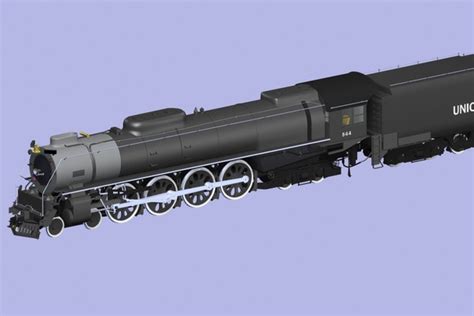 3d steam locomotive fef 4 8 4 train model