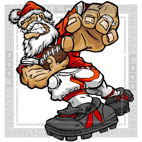 Santa Claus Rushing Football | Vector Format | JPG EPS