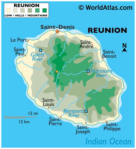 Map of Reunion Island and Reunion Map and Information Page