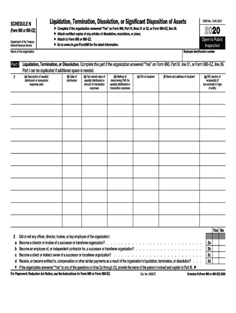 IRS 990 Or 990-EZ - Schedule N 2020 - Fill out Tax Template Online | US ...