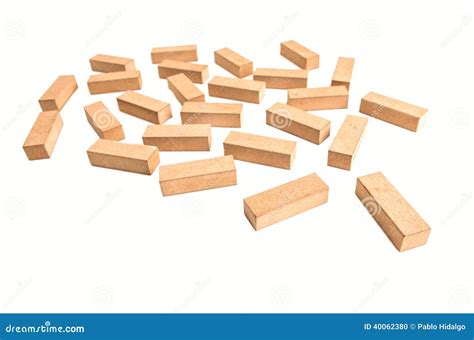 Scattered Pieces Of Jenga On A White Background Stock Photo - Image ...