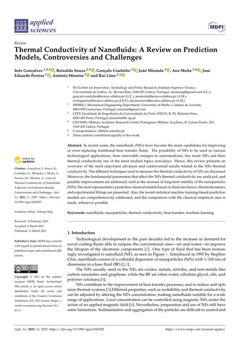 (PDF) Thermal Conductivity of Nanofluids: A Review on Prediction Models ...