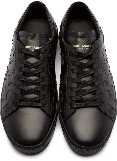 Saint Laurent - Black Leather Stars Court Classic Sneakers | Classic sneakers, Sneakers, Star ...