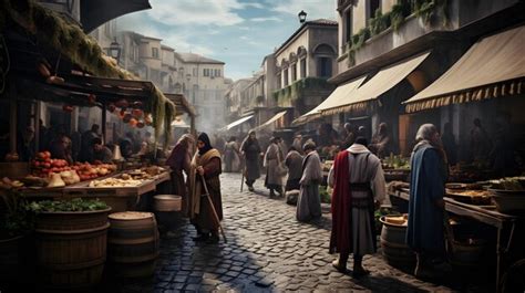 Premium AI Image | Representation of the streets of classical Rome Antique market