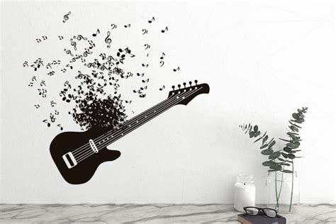 Guitar Wall Decal Guitar Stickers Music Gifts Wall Art Music Notes ...