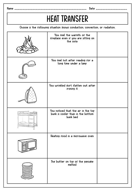 the heat transfer worksheet for students to practice heat transfer in ...