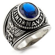 Navy - USN Military Ring (Gold with Blue Stone) - Pride Shack
