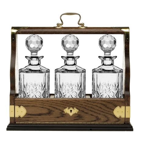 Edinburgh Triple Tantalus (Solid Oak) - Containing 3 Crystal Edinburgh ...