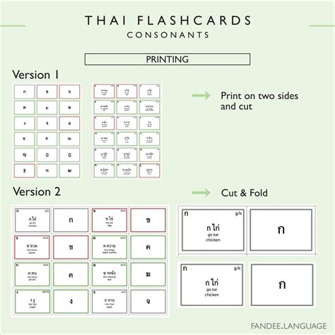 Thai Alphabet Consonants Flashcards DIGITAL DOWNLOAD Study - Etsy.de