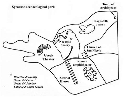 Syracuse map Gk and roman sites