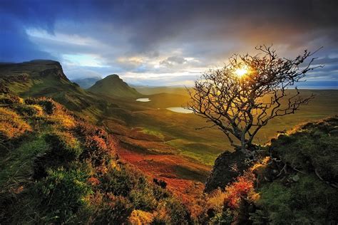 nature, Landscape, Skye, Scotland, Sunrise, Dead Trees, Shrubs, Valley, Mountain, Lake, Sky ...