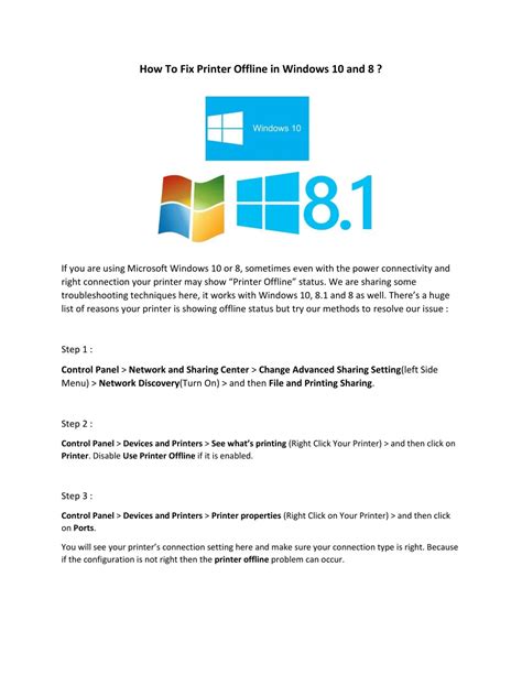 PPT - How to fix printer offline in windows 10 and 8 PowerPoint Presentation - ID:7769730