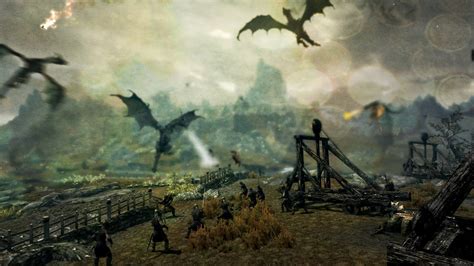 Download Dragon The Elder Scrolls V: Skyrim Fantasy Battle HD Wallpaper