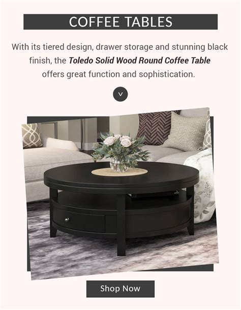 Toledo Solid Wood Black Modern Round Coffee Table | Round coffee table modern, Coffee table ...