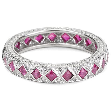 Vintage Style Ruby and Diamond Eternity Band | New York Jewelers Chicago