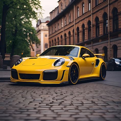 Premium AI Image | Yellow Porsche 911 turbo