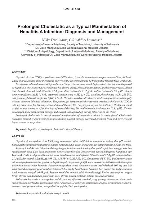 Prolonged Cholestatic As a Typical Manifestation of Hepatitis a ...