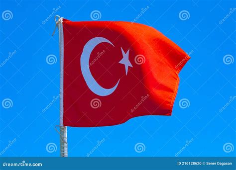 Flag of Turkey on the Blue Background Stock Photo - Image of patriotic, wind: 216128620