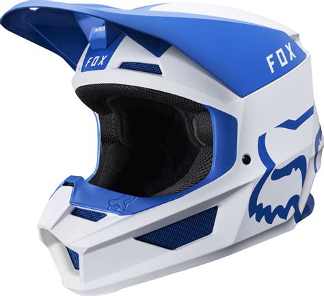 Fox Racing Adult V1 Mata Blue/White Dirt Bike Helmet Motocross ATV UTV ...