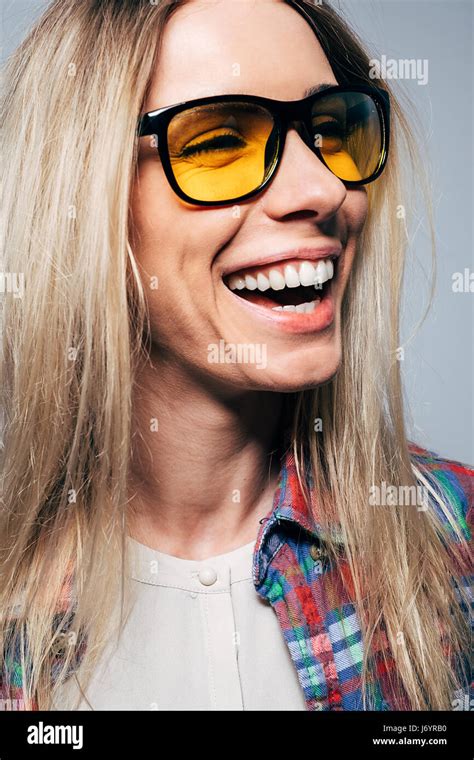 Portrait of a woman laughing Stock Photo - Alamy