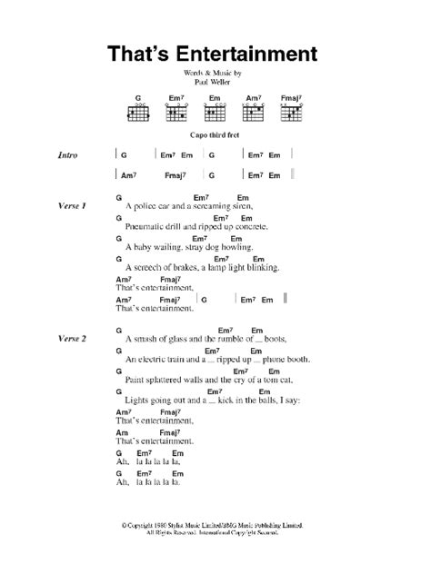 That's Entertainment by The Jam - Guitar Chords/Lyrics - Guitar Instructor