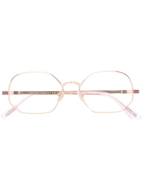 Jimmy Choo Round Frame Glitter Glasses In Gold | ModeSens