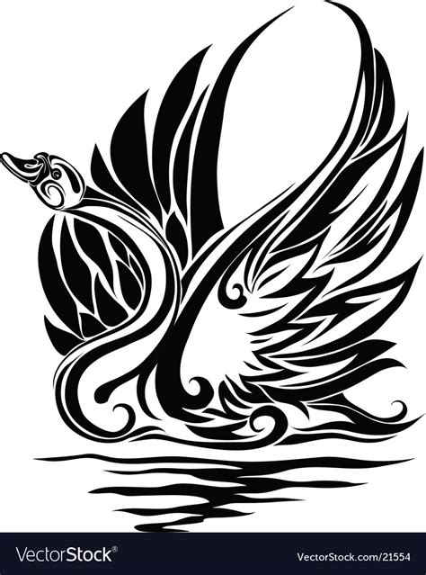 Silhouette a swan Royalty Free Vector Image - VectorStock