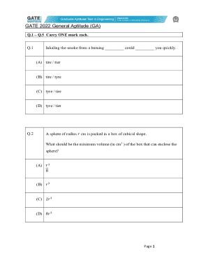 Fillable Online GATE Exam Pattern 2023 (Released) - Subject Wise Paper ... Fax Email Print ...