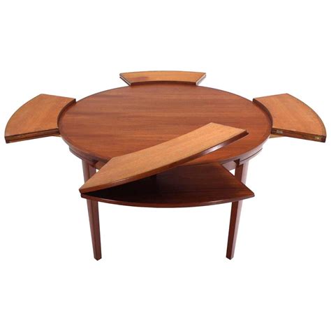 Rare Danish Modern Teak Round Expandable Top Dining Table at 1stdibs