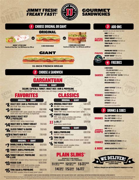 Jimmy Johns Menu Printable