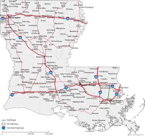 Map of Louisiana Cities - Louisiana Road Map