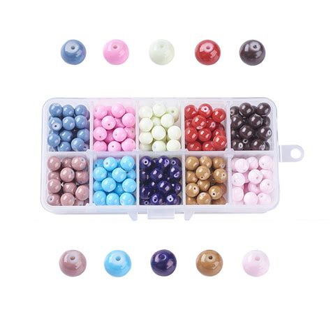 10 Colors Painted Glass Beads - Beadpark.com