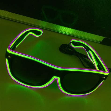 LED Glow Sunglass Glasses Fashion Neon Light Up Glow Rave Costume Party ...