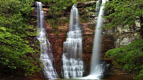 Download Green Leaf Arkansas Nature Waterfall HD Wallpaper