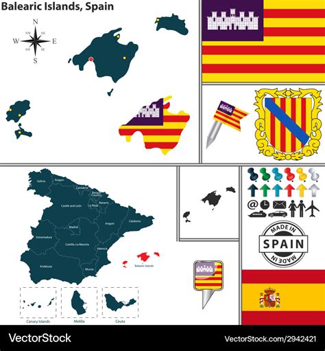 Map of balearic islands Royalty Free Vector Image