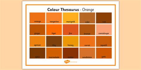 Words for Orange | Colour Thesaurus Word Mat Orange