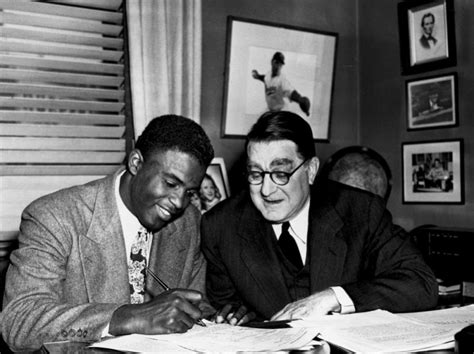 Jackie Robinson Signs a Dodgers Contract