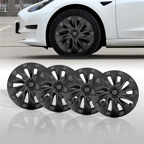 Buy HANSSHOW Tesla Model 3 Hubcap - 18 Inch 4PCS Model 3 Hub Cap ...