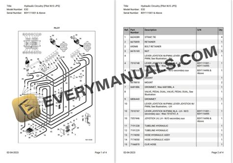 Bobcat E32 B3Y111001 & Above Parts Catalog