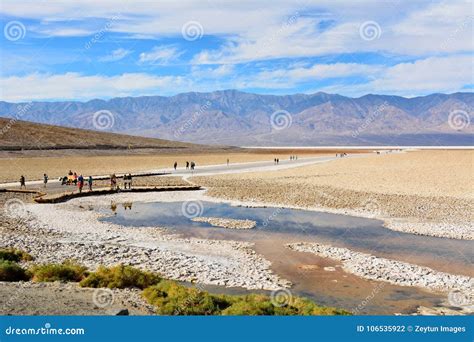 Badwater Basin, at Elevation of 85.5 Meters Below Sea Level, in Editorial Photography - Image of ...